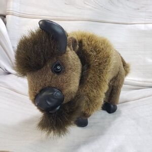 Soundprints Bison Buffalo 8 Inch Plush Stuffed Animal 1998 Faux Leather Accents
